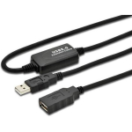 Digitus USB 2.0 aktiivne pikenduskaabel DA-73100-1, 10 m, USB A isane, USB A emane, must