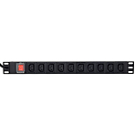 Gembird Toitejaotusseade EG-PDU-10C132C19, 10xC13, 1U, 16A, C20, 2m, must