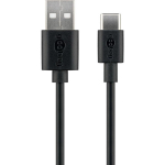Goobay USB-C laadimis- ja s&uuml;nkroonimiskaabel 45735, 1m, 3A, USB-C kuni USB-A, must, kiire laadimine
