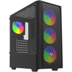 Savio Noctis Flow RGB Cube Black, arvuti korpus, ATX, Mini-ITX, 3x120mm, 2xUSB 2.0, 1xUSB 3.2, RGB, klaas