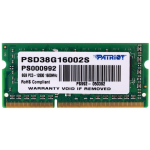 Patriot Memory PSD38G16002S, DDR3 SO-DIMM, 8 GB, 1600 MHz, CL11, 1 moodul, ilma ECC-ta