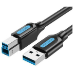 Vention USB 2.0 A isane B isase kaabel COQBI 3m must, 480 Mbps andmeedastuskiirus