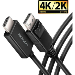 Axagon Video Kaabli Adapter RVD-HI20C2 1.8m, 4K/60Hz, DisplayPort 1.4, HDMI 2.0b, HDCP 2.3, must