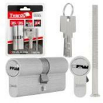 Tvardy Luku silinder T01376, 3 v&otilde;tit, 50 000 ts&uuml;klit, alumiinium, messing, kinnituss&uuml;steem kaasas