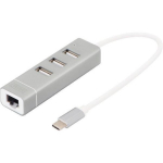 Digitus USB-C dokkija DA-70253, 3xUSB 2.0, RJ45 Fast Ethernet, plug-and-play, &uuml;hilduv Windows, Mac, Chrome
