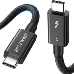 BlitzWolf BW-HDC8 USB-C kaabel, 0,5m, 240W, 80 Gbps, 8K@60Hz, must, punutud nailon