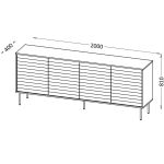 Cama Meble kummut CORTINA 490312, 200x40x81 cm, 4 ust, 4 riiulit, MDF, puitlaastplaat, must/p&auml;hkel