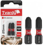 Ietekmes skrūvgrieža uzgaļi PH3 25mm, Tvardy, T00172-25-2, S2 tērauds, magnētiskais gals, 2 gab. komplekts