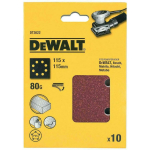 Dewalt 1/4 Leht DT3022-QZ 115mm x 115mm 80G Mitmek&uuml;lgne Liivapaber (10 tk), C16 abrasiiv, paberist alus, augurdatud, liimiga