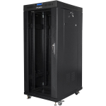 Lanberg Rack kapp 19" vabalt seisv FF01-6827-12BL, 27U, 600x800mm, must, karastatud klaas, LCD, 800kg, IP20