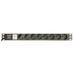 Gembird Toitejaotusseade EG-PDU-014-C14, 3680W, 250V, 3x1,5mm&sup2;, 8 pesa, 10A, 3m, l&uuml;litiga, must