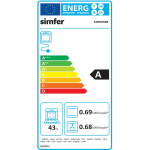 Simfer Kokk 5405SERBB, gaasipliit, elektriline ahi, 50 cm, 60 cm, 43 L, 4 p&otilde;letit, 5 funktsiooni, taimer, 250 &deg;C