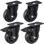 Geko 4 p&ouml;&ouml;rleva ratta komplekt G71550, 100mm, 120kg, 2 piduriga, 2 ilma pidurita, PVC, 32mm, 135mm, 4 tk.