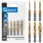 M3-M10 6 gab. HSS vītņu urbju komplekts ar HEX stiprinājumu, GEKO, G38136