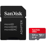microSDXC m&auml;lukaart 64GB koos SD adapteriga kuni 140MB/s A1 Class 10 UHS-I SDSQUAB-064G-GN6MA SanDisk