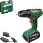 Bosch EasyDrill 18V-38 0615A5008K akupuur-kruvikeeraja 18 V Li-Ion 2.5 Ah 10 mm kiire vahetuspadrun 2-kiirust 20 p&ouml;&ouml;rdemomendi taset LED-valgus POWER FOR ALL ALLIANCE karp Roheline/Must