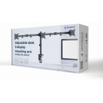 Gembird LCD monitori kinnitusk&auml;si MA-D3-01, 17-27 tolli, VESA 75x75-100x100 mm, 2 ekraani, must