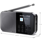 Sharp OSAKA tasku/k&auml;eshoitav digitaalne raadio DR-P520(GY), 5,08 cm, 12 h, Bluetooth 5.3, DAB/DAB+/FM