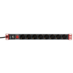 Techly TLY_106893 19" Rack pikendusjuhe, 8 pistikupesa, Schuko, 3m, 250V, 16A, 1U, must