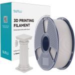 Sunlu PLA High-Speed Marble Filament, helehall, 1.25 g/cm&sup3;, 10.7 g/10min, 3400 MPa, 41 MPa, 70 MPa, 80%, 164 &deg;C, 54 &deg;C, 11 kJ/m&sup2;