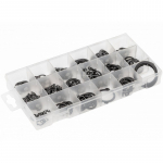 Hogert Snap Ring Set HT8G503, 225tk, teras, 3-32mm, v&auml;limised, sisemised, 18 suurust, plastikkarp