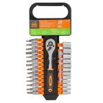 L&ouml;&ouml;kv&otilde;tmete ja otsikute komplekt, ISMA, IS-2028-5, 28 tk, CrV teras, 1/4" &uuml;hendus