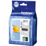 Brother Tindi kassett LC3211VAL, 4-pakend, kuni 200 lehte, must, kollane, sinine, punane