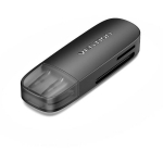 Vention m&auml;lukaardilugeja CLEB0, 60mm, USB, must, 2 pesa, 1 tk, pol&uuml;bag, &uuml;hilduv Win 11/10/8/Vista/XP, Mac, Linux, iOS, Android