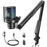 Maono DM40 S Pro mikrofon, must, juhtmevaba, AI h&auml;&auml;lemuundur, m&uuml;rasummutus, RGB, 48kHz/24bit, 20Hz-20kHz, 73dB, 75h