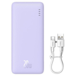 Baseus Airpow P10022804513-00, 20000mAh, 74Wh, 20W, PD, 2A/9V, 1.5A/12V, 2 porti, 3 seadet, LiPo, lilla