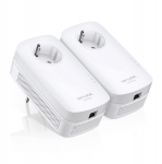 Powerline komplekt AV1300 Gigabit Passthrough Powerline Starter Kit TL-PA8010P KIT 1300 Mbps 1&times;Gigabit RJ45 1&times;l&auml;biv pistikupesa Valge TP-Link