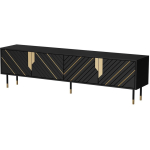 Cama Meble MOUNTAIN TV-kapp 207000, 204x40x55cm, 4 ust, 4 riiulit, push-to-open, must/kuldne