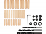 Vorel puidust pistikute komplekt 24080, 43 tk, &Oslash;6/8/10 mm, s&uuml;sinikteras, must viimistlus, pistikute &uuml;hendamiseks
