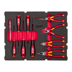 10 PACKOUT&trade; GAB. PACKOUT ATVILKTŅU ELEKTROMONTIERIEM PAREDZĒTS IZOLĒTS PUTU IELIKTŅU KOMPLEKTS, 10 PC PACKOUT DRAWER INSULATED ELECTRICIAN FOAM INSERT SET, 4932493637 MILWAUKEE