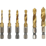 Sthor 24200 Kombineeritud puure ja keermestamiskomplekt 6tk M3-M10, HSS 4241, 1/4" (6.3 mm), titaannitriidiga katmine