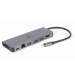 Gembird USB-C HDMI/USB 5-in-1 adapter A-CM-COMBO5-05, 1 HDMI, 1 RJ45, 3 USB 3.1, 1 m&auml;lukaardi lugeja