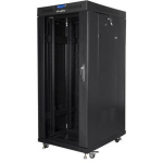 Lanberg Rack kapp 19" vabalt seisv 27U/800x1200, FF01-8227-12BL, RAL 9004, 4 jahutusventilaatorit, LCD, klaasuksed