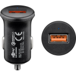 Goobay kiire laadimise QC3.0 USB auto laadija 45162, 18W, 1xUSB 2.0, 12-24V, must, &uuml;lekoormuse kaitse