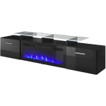 Cama Meble RTV kapp ROVA+KOM CZ/CZ, 190x37x48 cm, 1400-1600 W, elektrikamin, must/must l&auml;ikiv