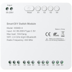 Avatto WSMD-4 250V nutikas l&uuml;litusmoodul, 4 kanalit, 10A/kan., AC 85-250V/USB-C 5V, Wi-Fi 2.4GHz+BT, 433MHz, Alexa/Google