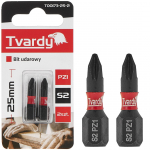 Ietekmes skrūvgrieža uzgaļi PZ1 25mm S2, Tvardy, T00173-25-2, 2 gab. komplekts, magnētiskais gals, izturīga konstrukcija