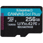 Kingston microSDXC SDCG4/256GBSP 256GB, 200MB/s, UHS-I, U3, V30, A2, must/ t&uuml;rkiis