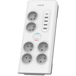 Philips &uuml;lepinge kaitse 6 pesa AC Fr 40W, 2 m, valge, 4 x USB, 1 x USB Type C, laste kaitse