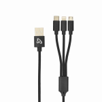 Sbox USB 2.0 8-pinn/Type-C/Micro USB USB-3IN1, 1m, 2.4A, kuni 480 Mbps, USB A M, p&otilde;imitud kaabel, must