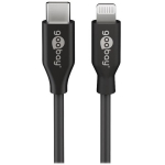 Goobay Lightning USB-C laadimis- ja s&uuml;nkroonimiskaabel 39445, 1m, must, 87W laadimine, &uuml;mmargune, keerdumise kaitse