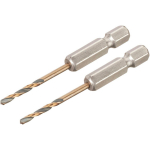 Dewalt Puuriotsikute komplekt DT20601-QZ, 2,5mm, 15mm, 60mm, 1/4 tolli, Hex, HSS, kuldkattega, 2 l&otilde;ike&auml;&auml;rt