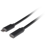 Lanberg USB-C M/F 3.1 kaabel CA-USBE-20CC-0005-BK, 0,5 m, 5 Gbps, 100 W, must, PVC, vask