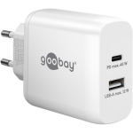 Goobay USB-C PD Dual Fast Charger 65412, 45 W, DC 5/9/12/15/20 V, 2x24 pin USB-C, 3 A
