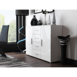 Cama Meble UNI BI/BI elutoa kummut, 1320x920x380mm, 4 sahtlit, 2 ust, 2 riiulit, valge, l&auml;ikiv