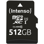 Intenso m&auml;lukaart MicroSDXC 3423493 512 GB, lugemiskiirus 90 MB/s, UHS-I, klass 10, adapter kaasas, must